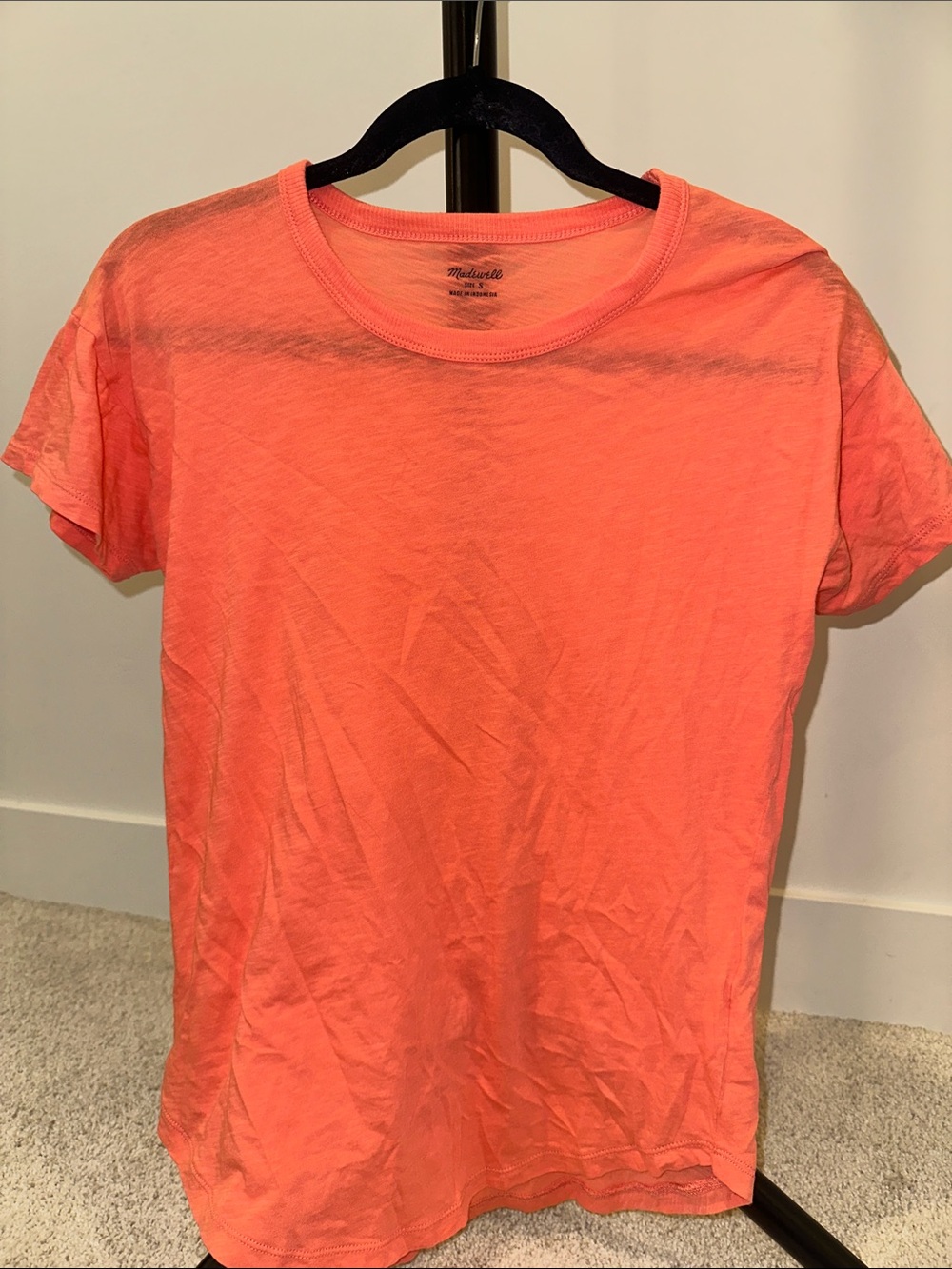 Madewell Neon Coral Crewneck Short Sleeve Tee